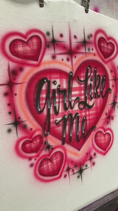 Girl Like Me Airbrushed Plaid Heart T-Shirt