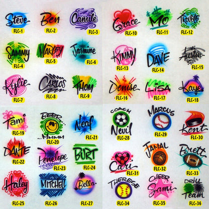 Script Name Design * Airbrushed T-shirt * Your Name * You Choose Color