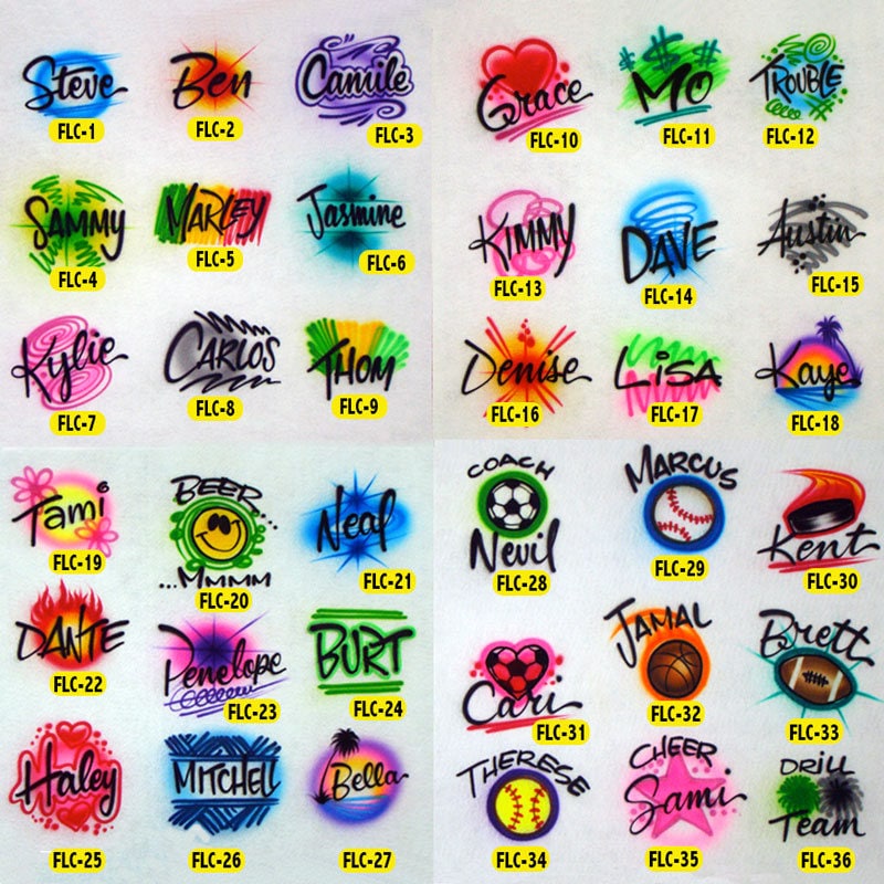 Airbrush T-shirt  *  Your Name  *  You Choose Color