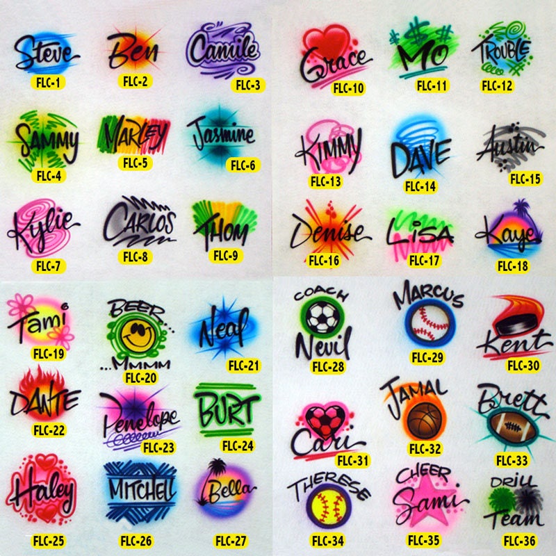 Script Name Rainbow * Airbrushed T-Shirt * Your Name * You Choose Color