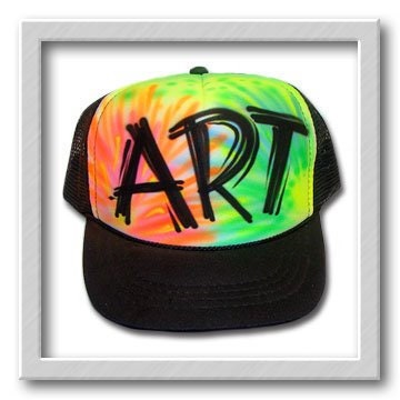 Airbrush Trucker Hat * Black Light * Your Wording