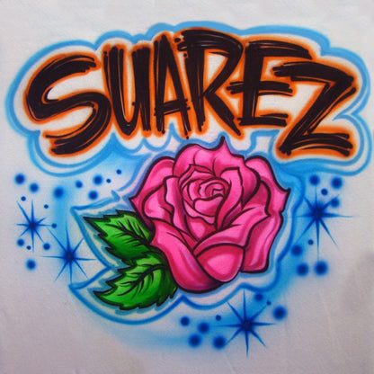 Airbrush T-shirt - Rose - Name - Word - Personalize - Custom - Gift - Birthday