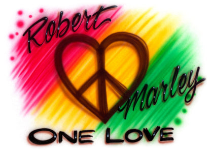 Airbrushed T-shirt - Couples One Love Design - 2 Names