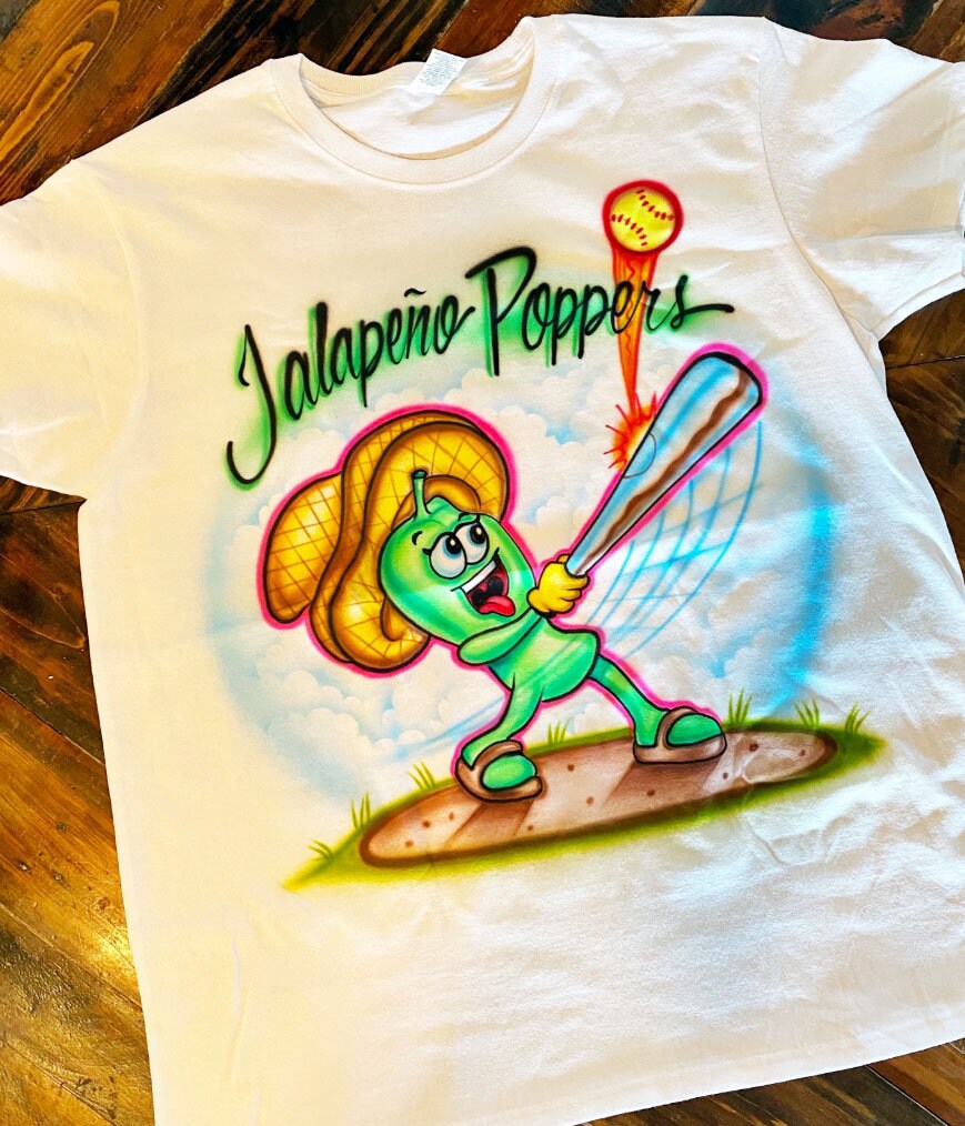 Airbrush T-shirt - Softball - Jalapeño - Your Name