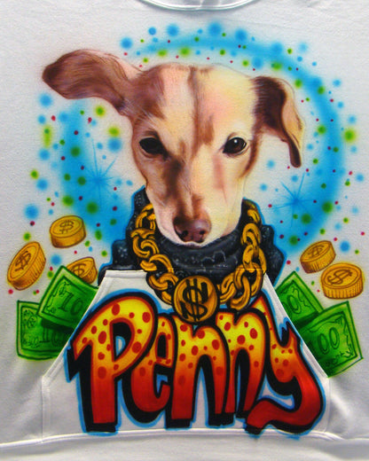Airbrush T-shirt - Pet Portrait with Bling - You Choose Colors