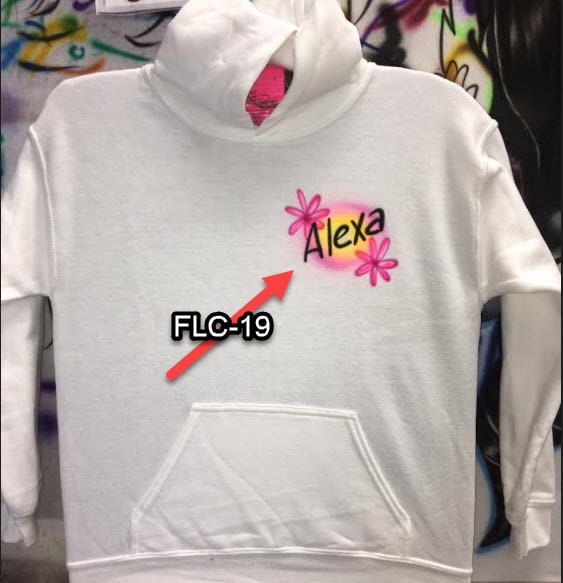 Airbrushed T-shirt - Block letters above - Your message within a heart