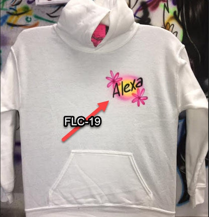 Airbrushed T-shirt - Block letters above - Your message within a heart