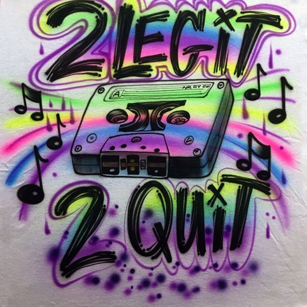 Airbrush T-shirt - 2 Legit 2 Quit - 80's - 90's - Hip Hop - Custom - Music - Cassette