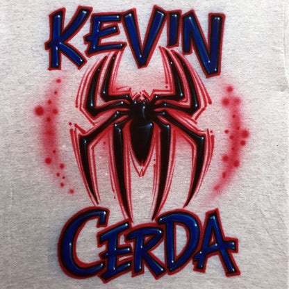 Airbrush T-Shirt - Spider - You Choose Name - You Choose Color - Personalized - Customized
