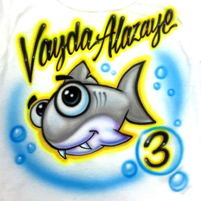 Airbrushed T-shirt * Baby Shark * Birthday - You Choose Color