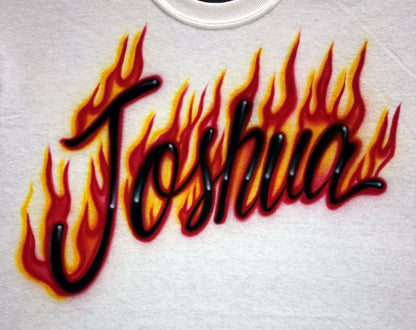 Airbrush T-Shirt - Flames - Name - One Word