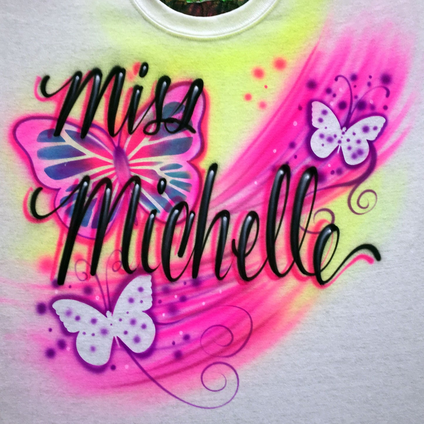 Airbrush T-Shirt - Multi Butterfly Design - Grandma Sandy inspired