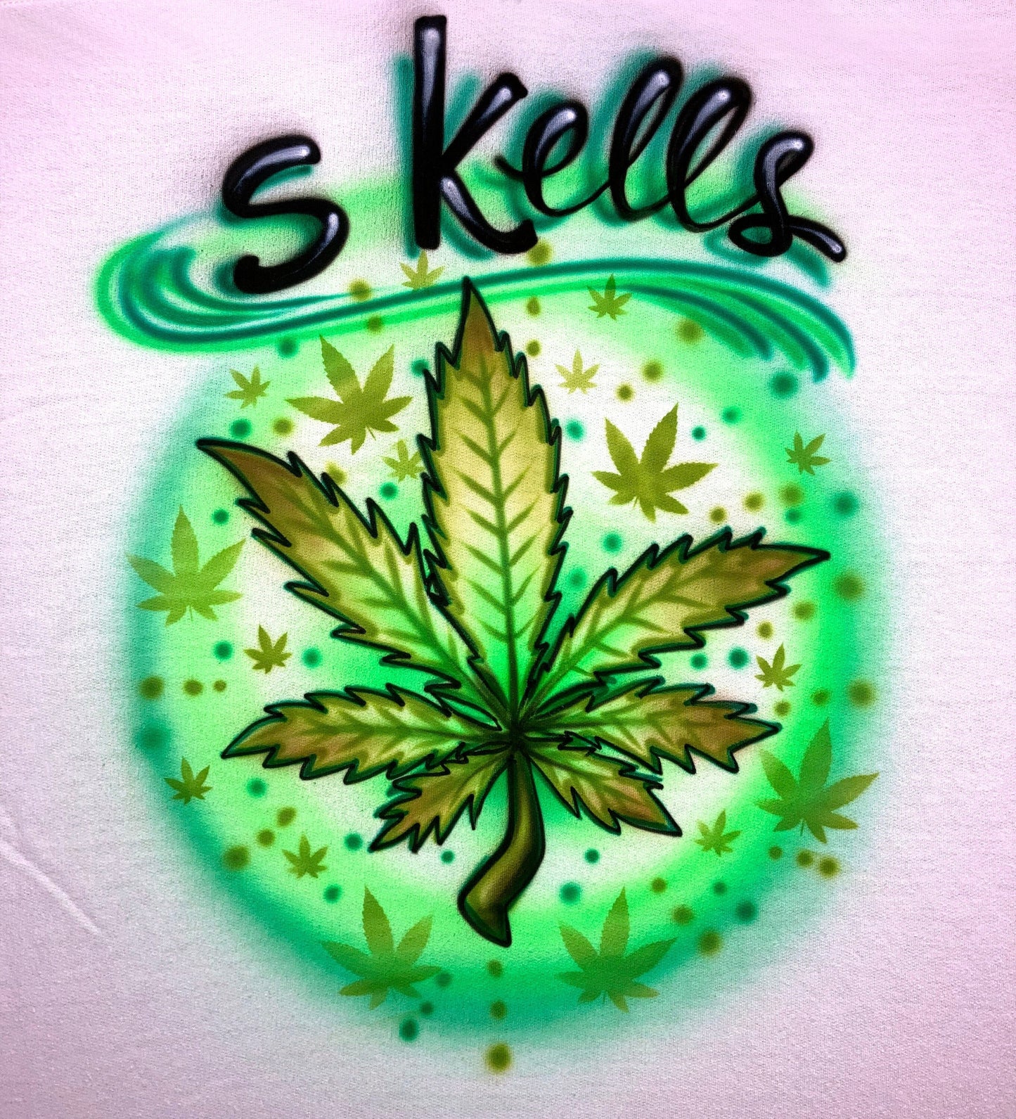 Airbrush T-shirt * Marijuana  Leaf * Your Word