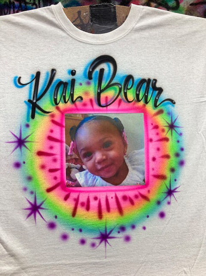 Airbrush T-shirt with Photo Transfer - Name