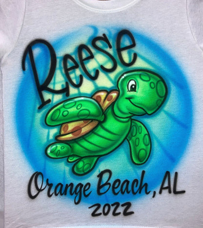 Airbrushed T-shirt * Turtle * Sea Turtle * Your Name/Word