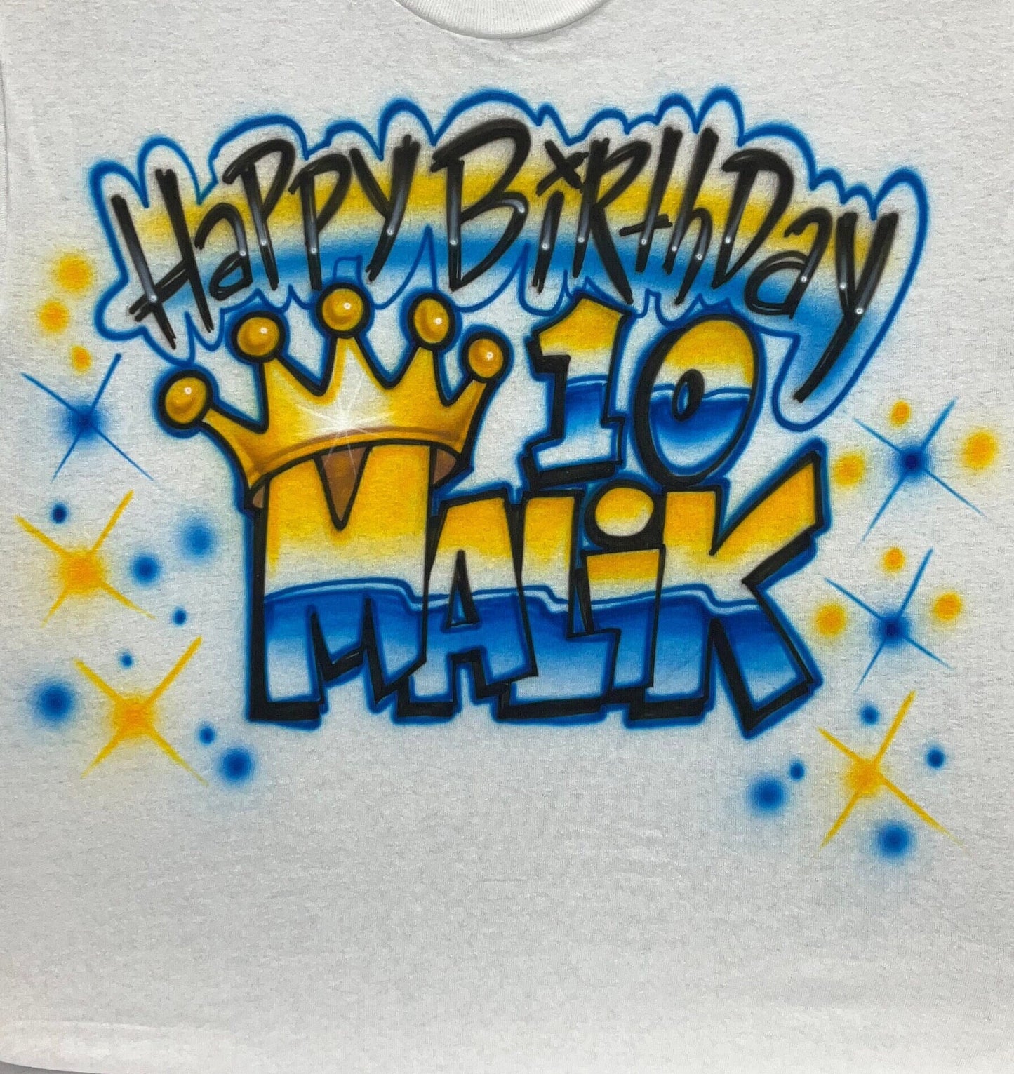 Airbrush T-shirt - Happy Birthday - Crown - You Choose Age & Colors