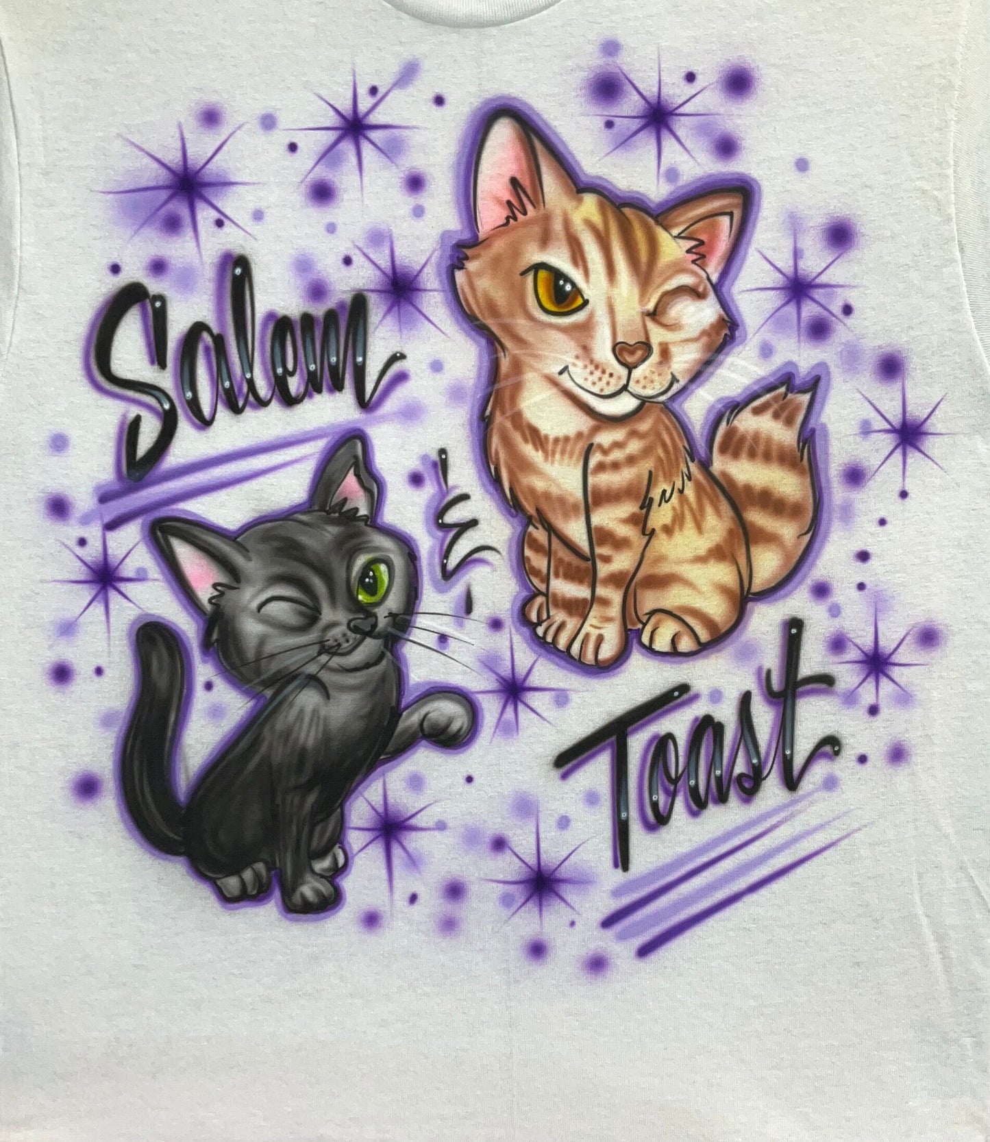 Airbrush T-Shirt - Two Kittens - Your names - Personalized - Cats