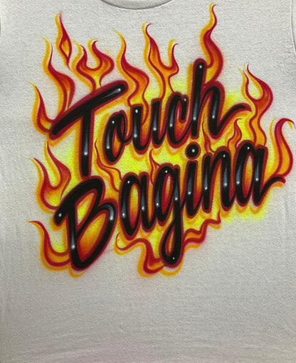 Airbrush T-Shirt * Flames * Two Words * Two Lines * Fire * You Choose Colors