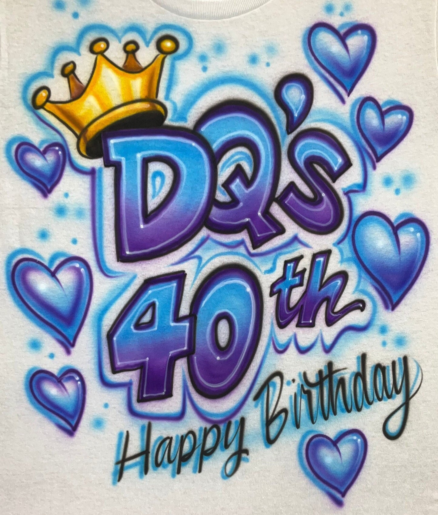 Airbrush T-shirt * Birthday * Crown * Hearts * You Choose Age & Colors