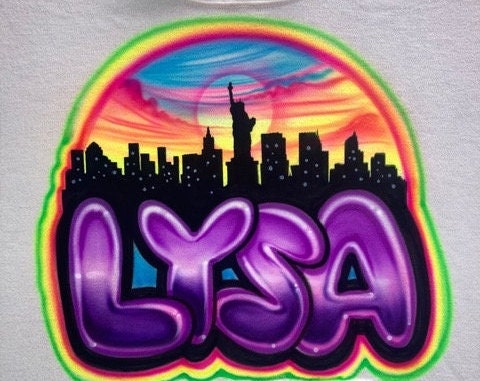 Airbrushed T-shirt * New York cityscape * You choose color